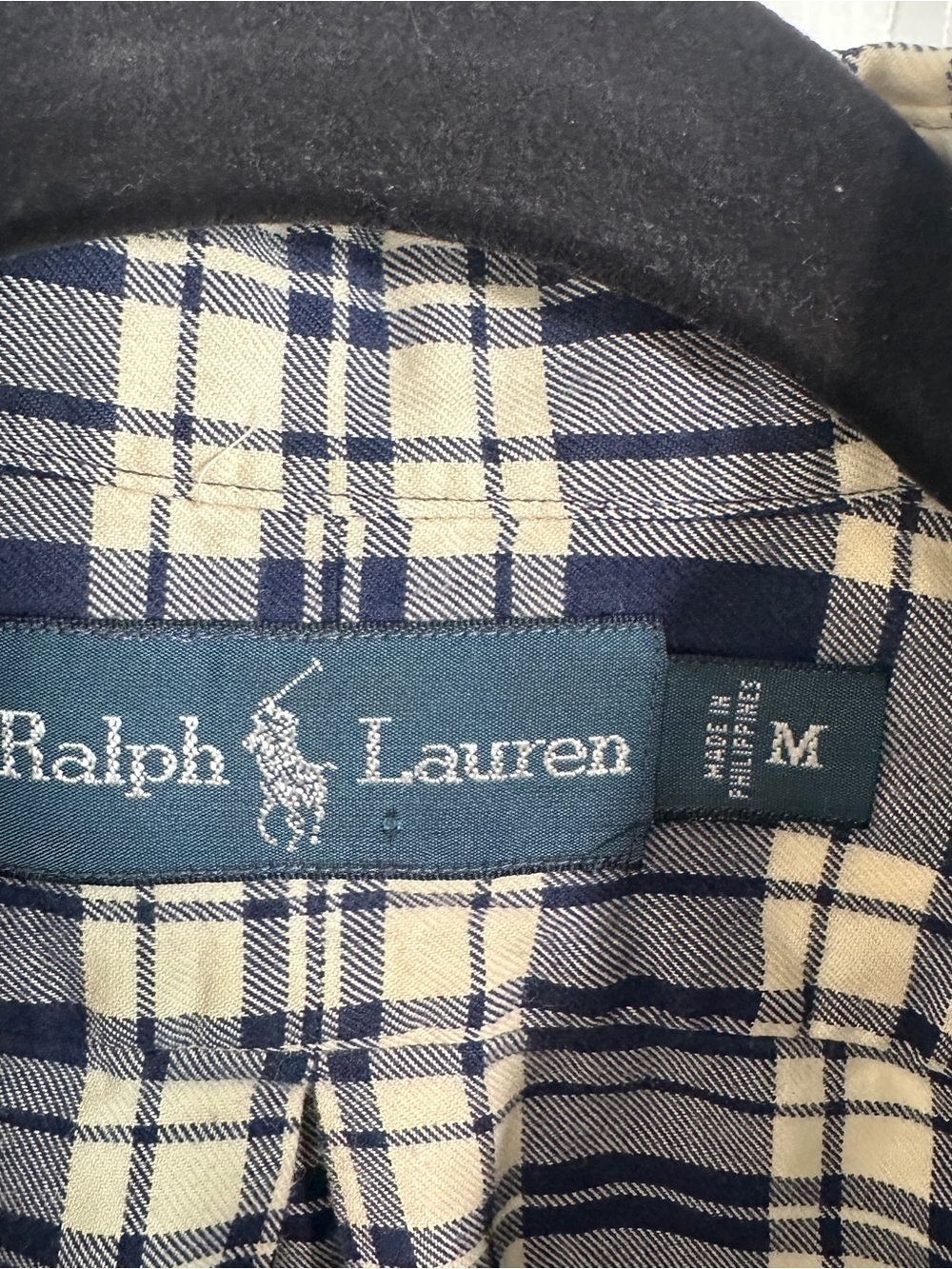 Ralph Lauren Navy and White Plaid Cotton Button-Down Shirt - Picture 3 of 4